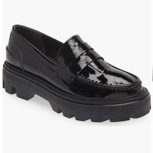 RAG & BONE Women's Quinn Platform Loafers  Glossy COLOR: Black Patent Size9.5 US